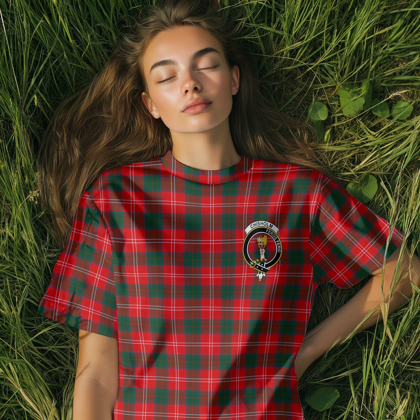 Clan Chisholm Tartan Women T Shirt Crest And Plaid Basic Style