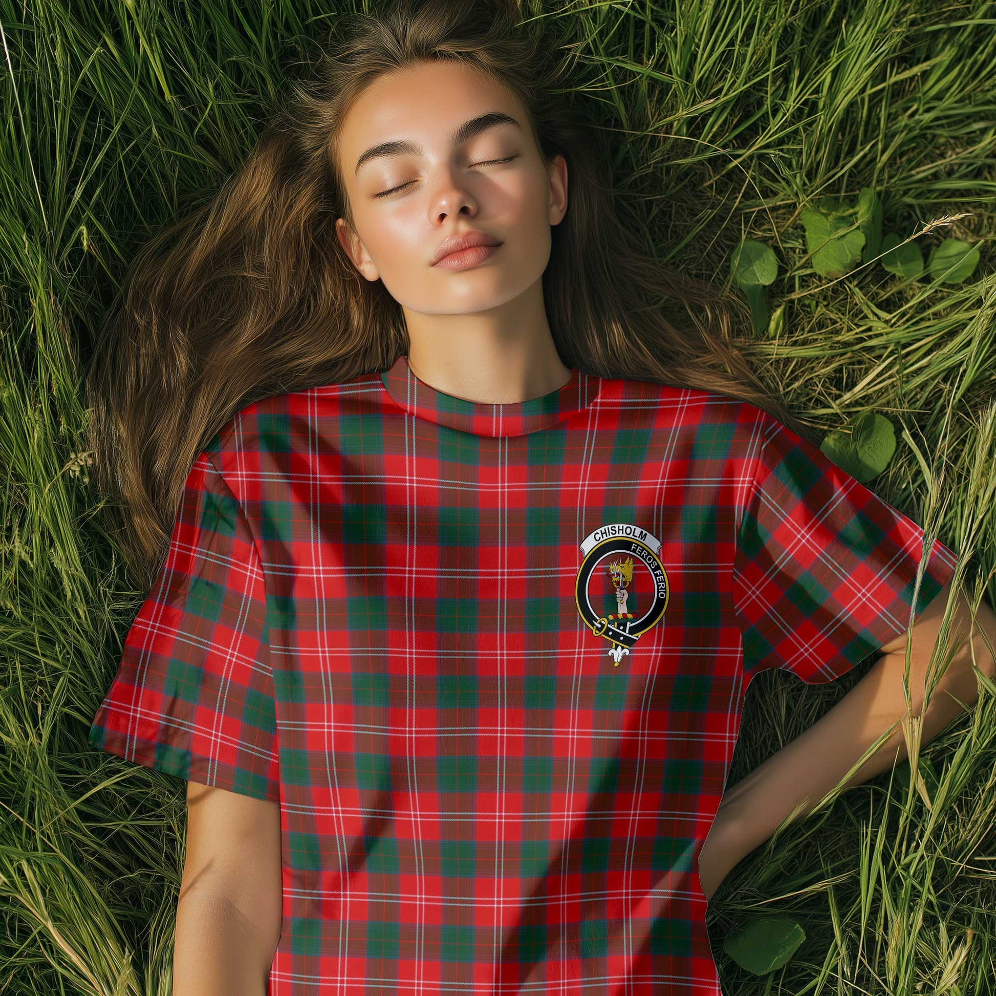 Clan Chisholm Tartan Women T Shirt Crest And Plaid Basic Style