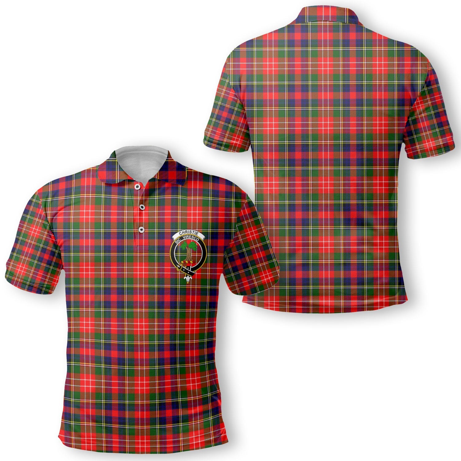 Clan Christie Tartan Golf Men Polo Shirt Crest And Plaid Basic Style