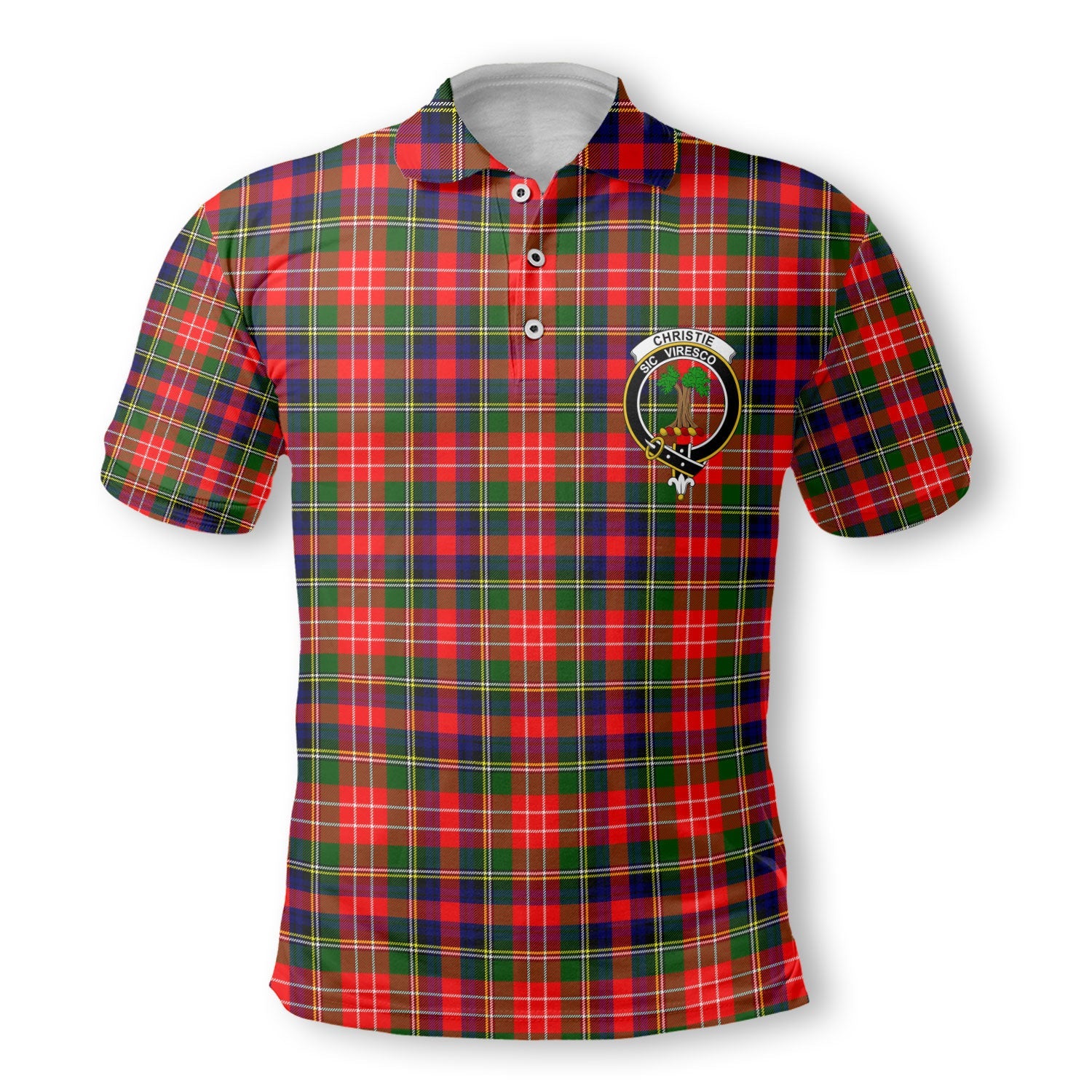 Clan Christie Tartan Golf Men Polo Shirt Crest And Plaid Basic Style