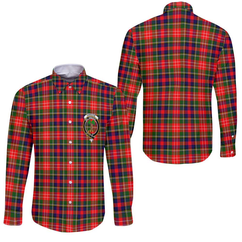 Clan Christie Tartan Long Sleeve Button Shirt Crest And Plaid Basic Style