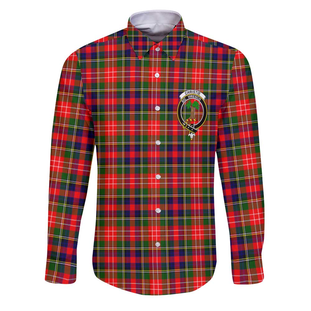 Clan Christie Tartan Long Sleeve Button Shirt Crest And Plaid Basic Style