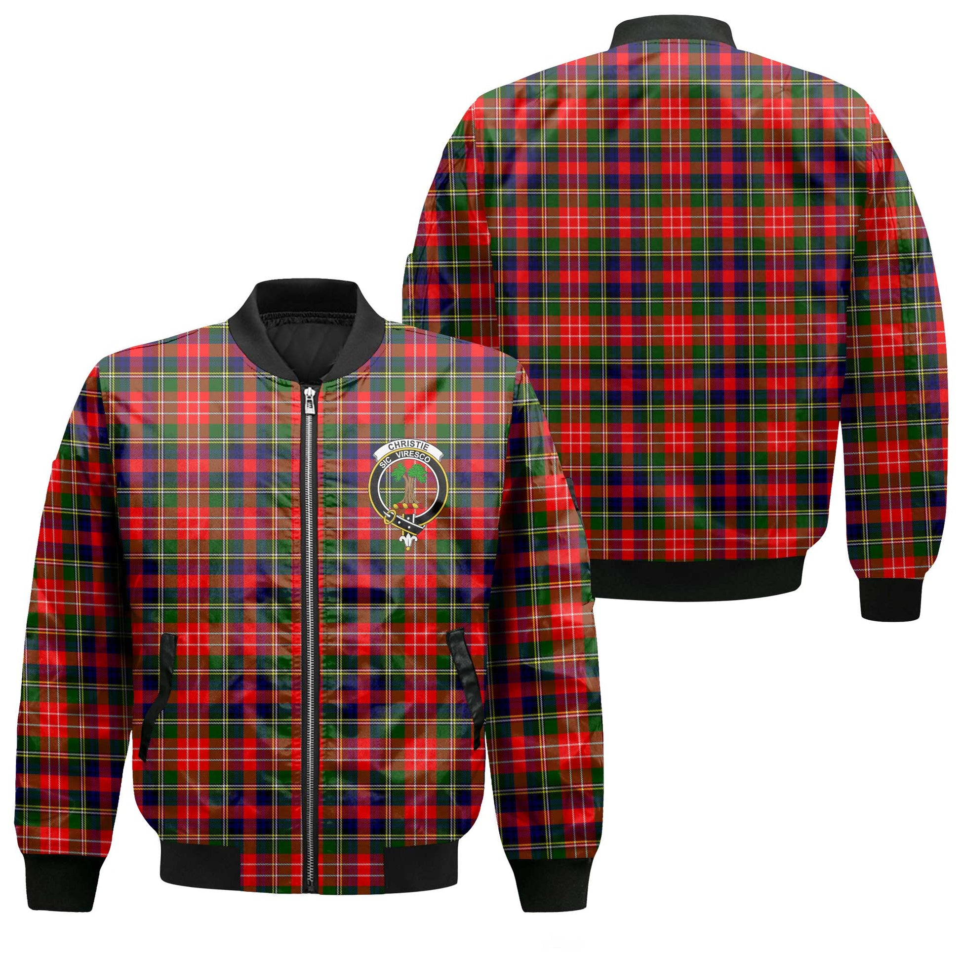 Clan Christie Tartan Women Bomber Jacket Crest And Plaid Basic Style