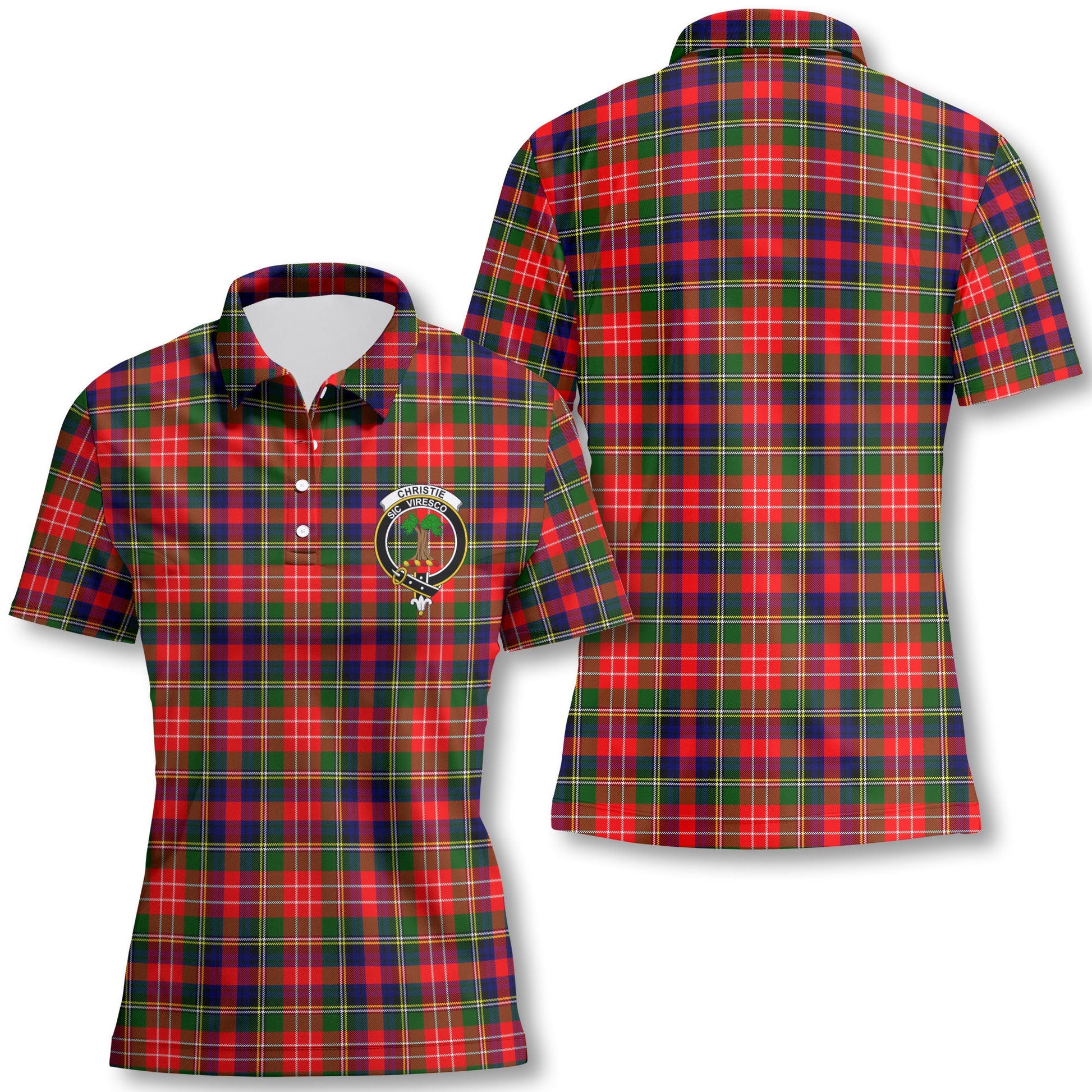 Clan Christie Tartan Women Polo Shirt Crest And Plaid Basic Style