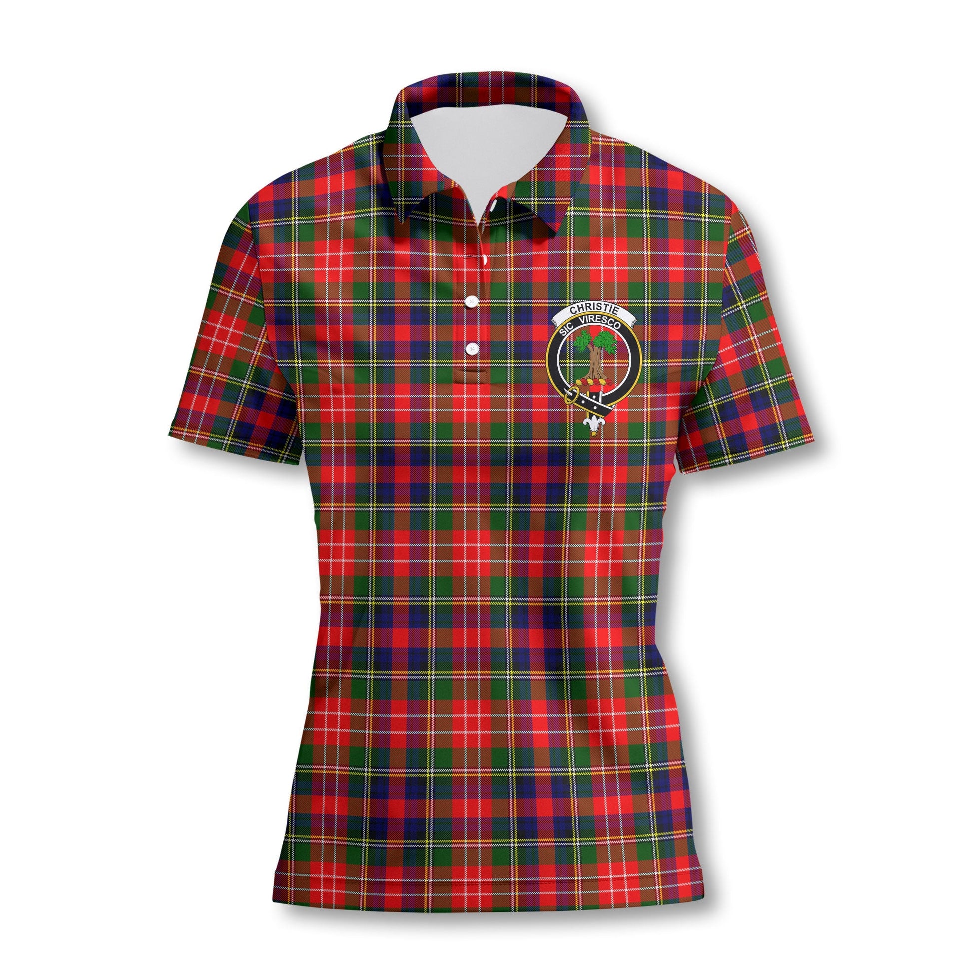 Clan Christie Tartan Women Polo Shirt Crest And Plaid Basic Style