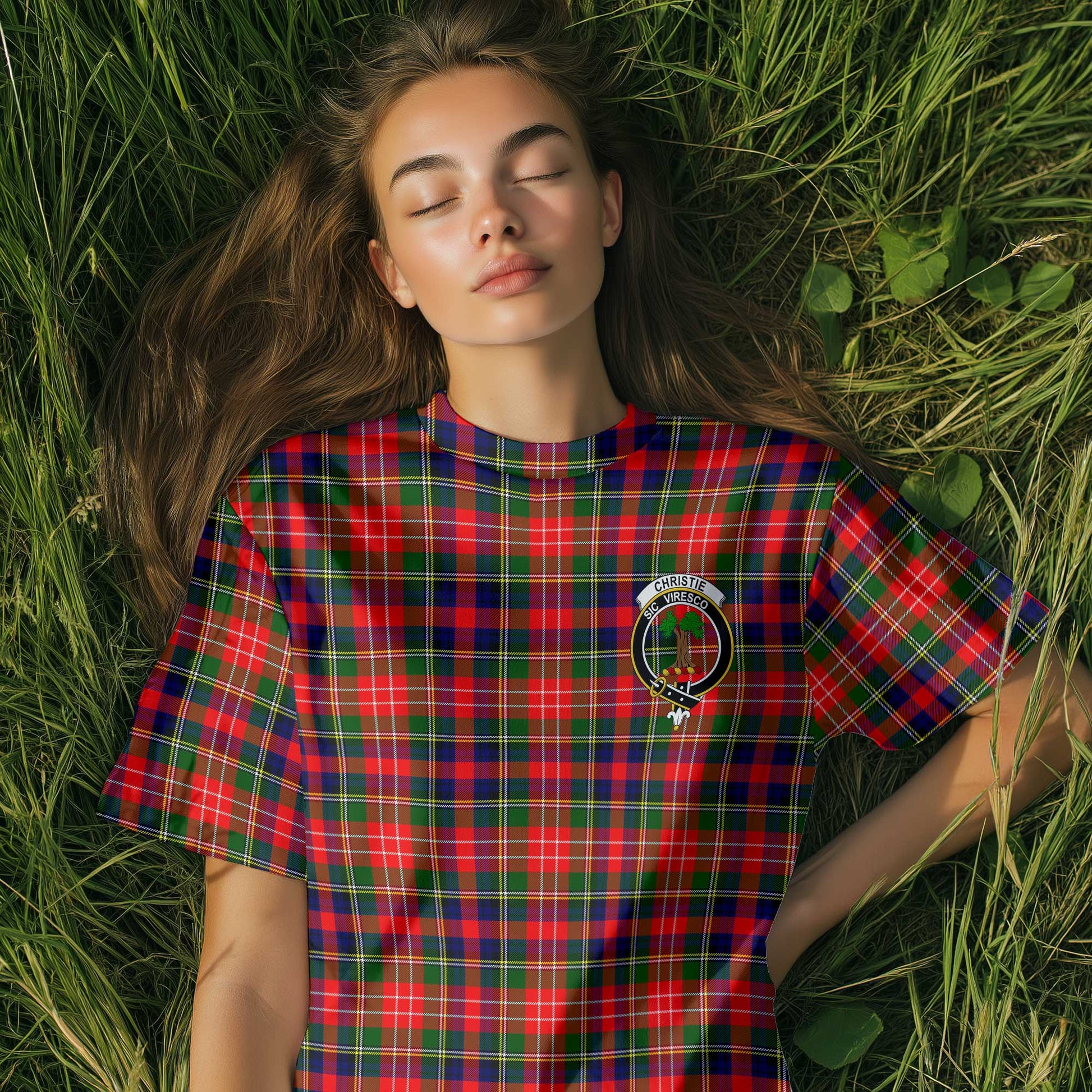 Clan Christie Tartan Women T Shirt Crest And Plaid Basic Style