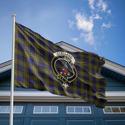 Clan Clelland Tartan Flag Crest And Plaid Basic Style