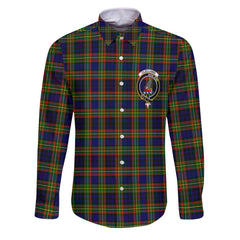 Clan Clelland Tartan Long Sleeve Button Shirt Crest And Plaid Basic Style