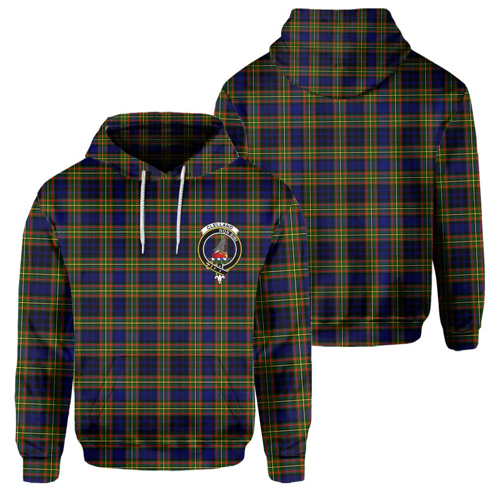 Clan Clelland Tartan Men Hoodie Crest And Plaid Basic Style