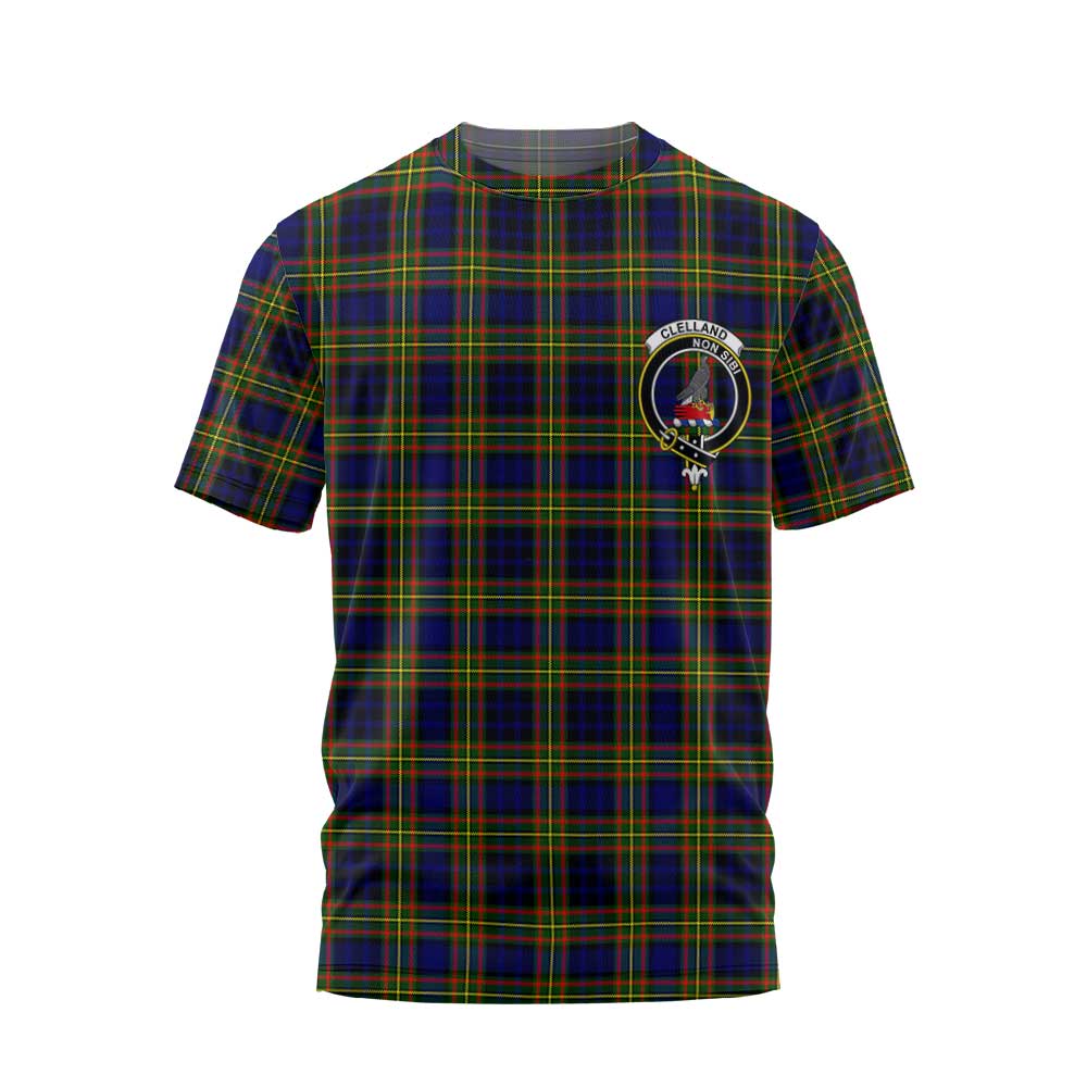 Clan Clelland Tartan Men T Shirt Crest And Plaid Basic Style