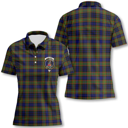 Clan Clelland Tartan Women Polo Shirt Crest And Plaid Basic Style