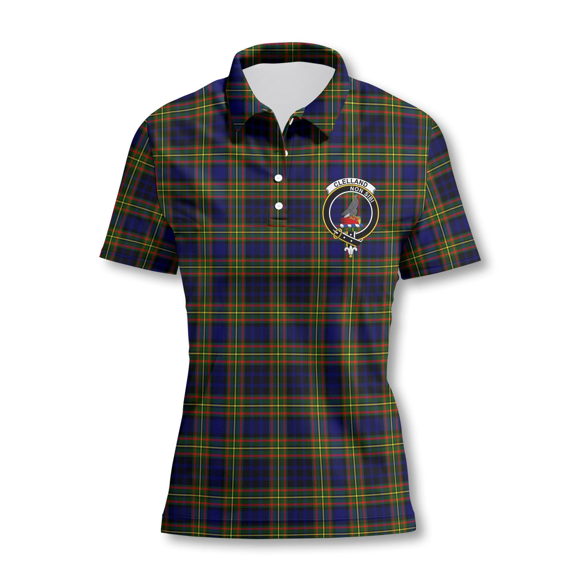 Clan Clelland Tartan Women Polo Shirt Crest And Plaid Basic Style