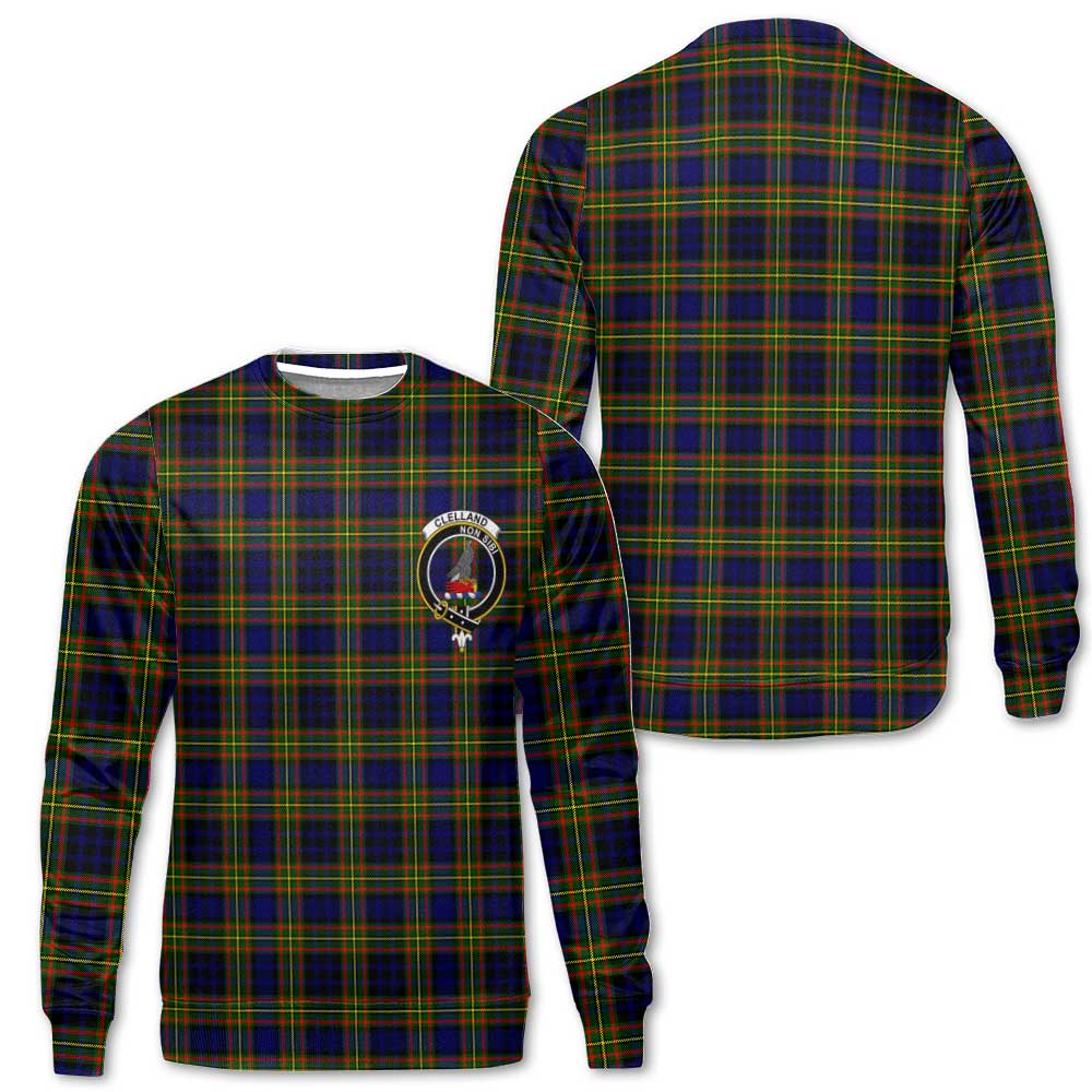 Clan Clelland Tartan Women Sweatshirt Crest And Plaid Basic Style