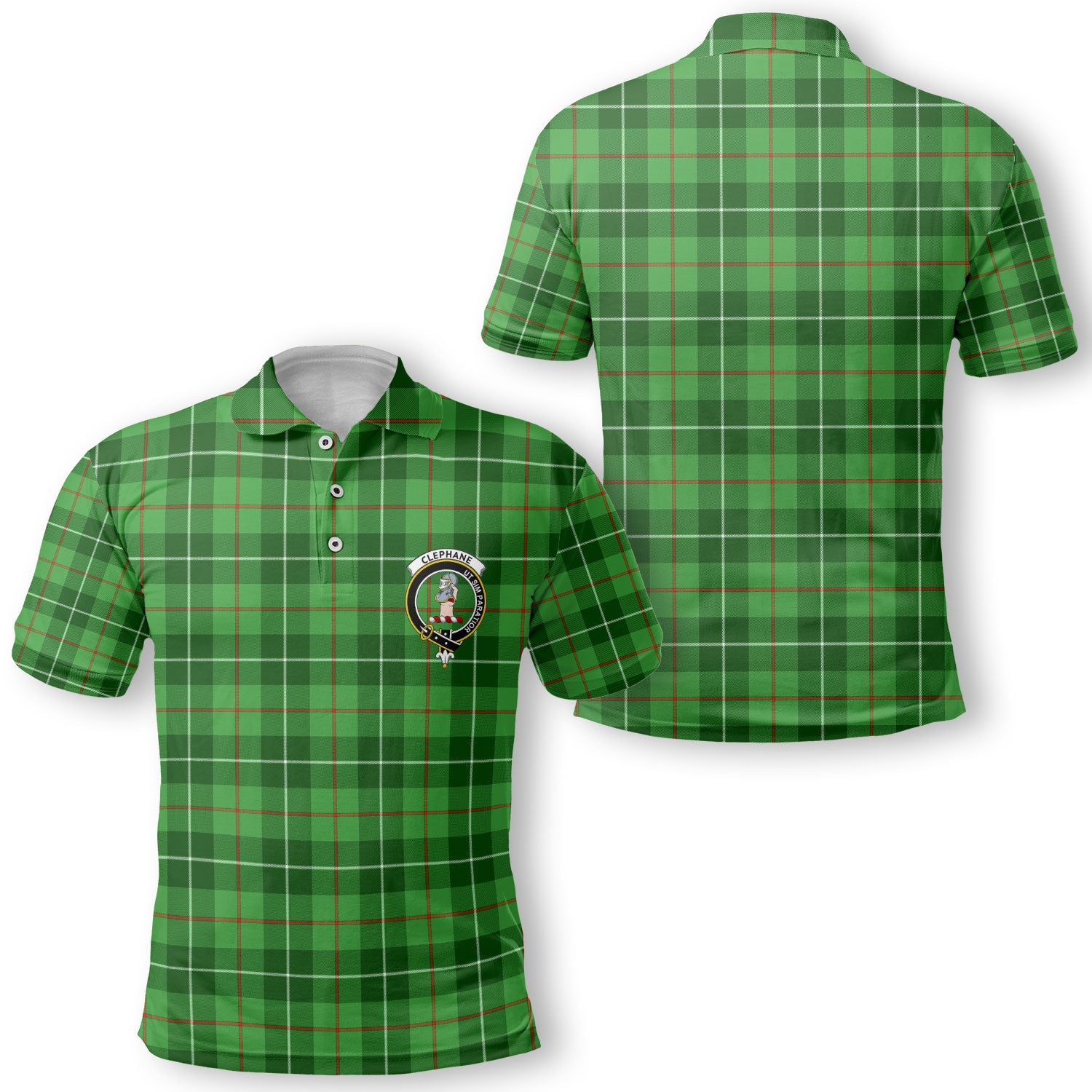 Clan Clephane Tartan Golf Men Polo Shirt Crest And Plaid Basic Style