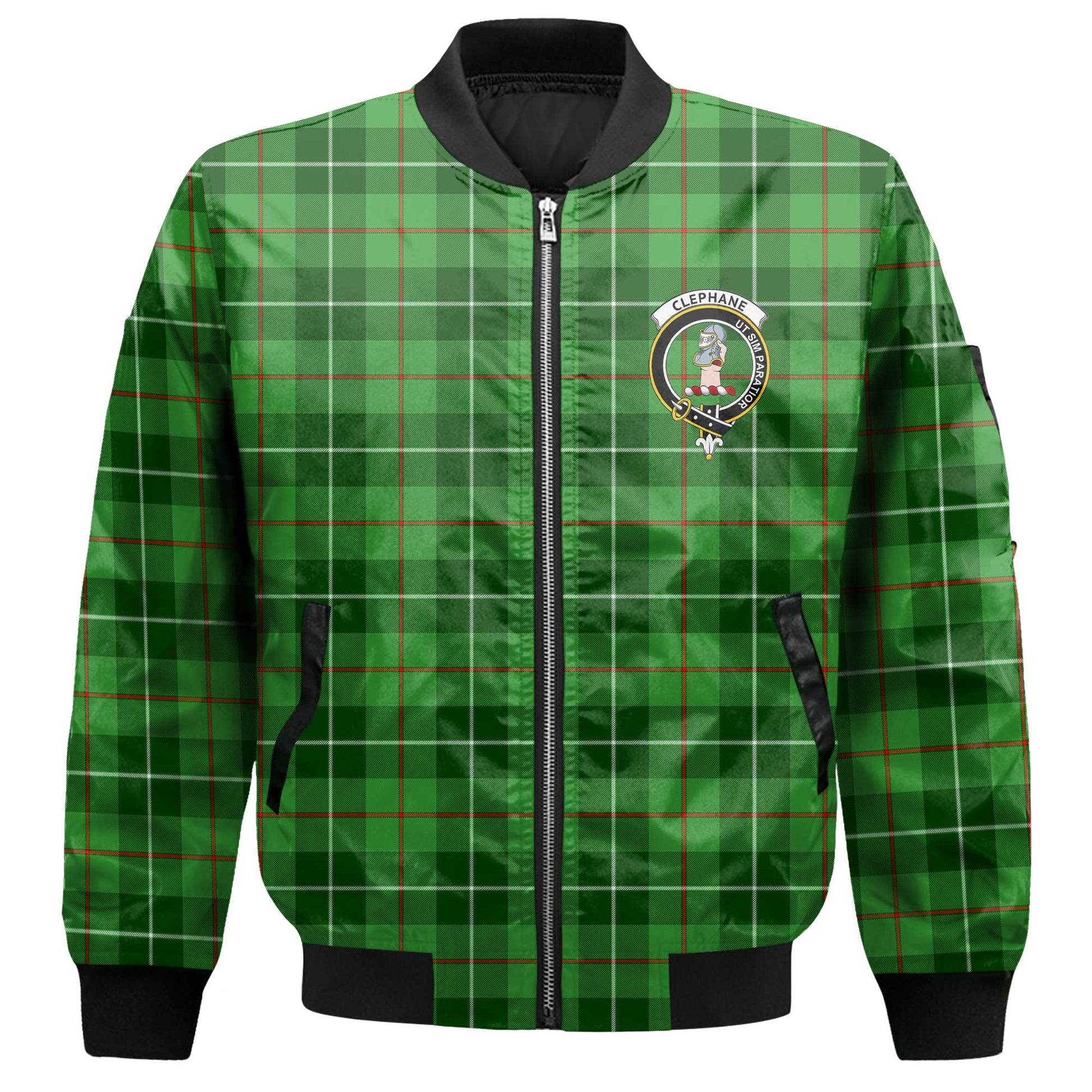 Clan Clephane Tartan Men Bomber Jacket Crest And Plaid Basic Style