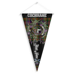 Clan Cochrane Tartan Felt Pennant Crest And Plaid Basic Style