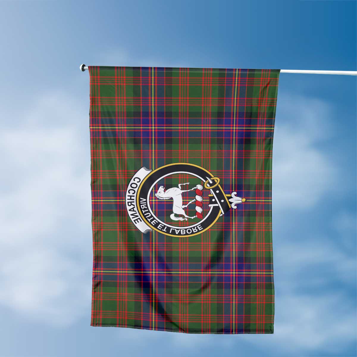 Clan Cochrane Tartan Flag Crest And Plaid Basic Style