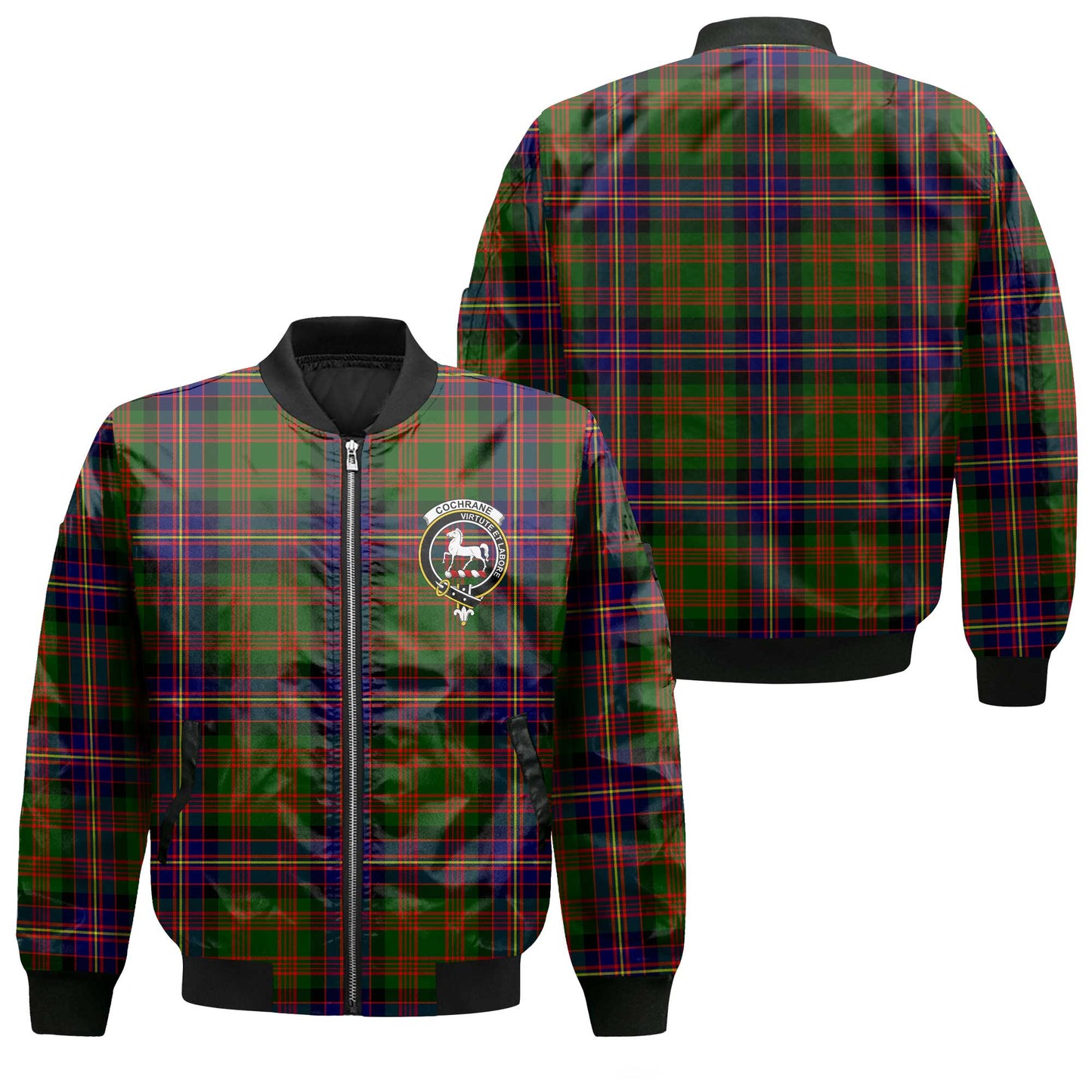 Clan Cochrane Tartan Women Bomber Jacket Crest And Plaid Basic Style