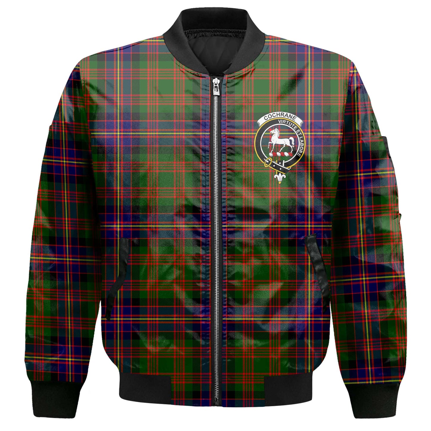 Clan Cochrane Tartan Women Bomber Jacket Crest And Plaid Basic Style