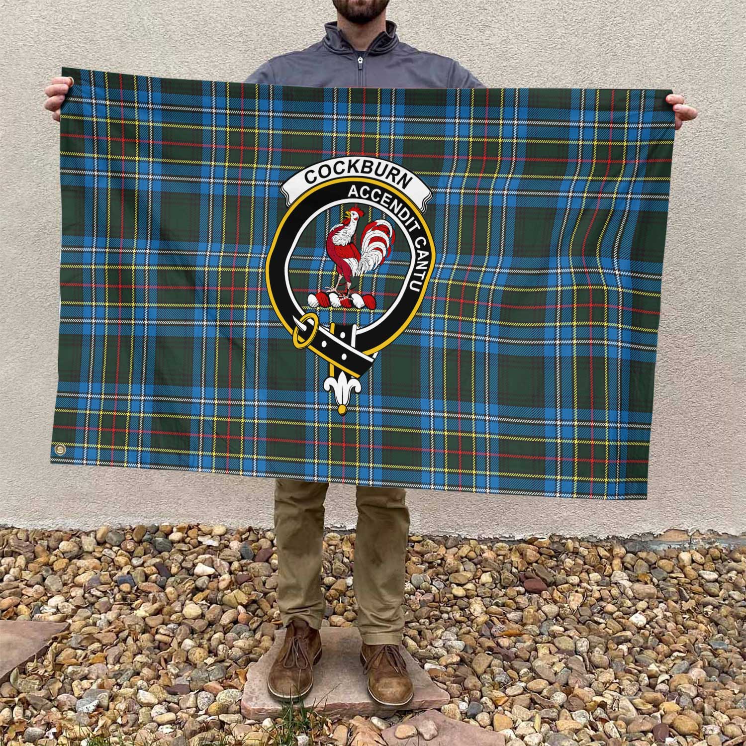 Clan Cockburn Tartan Flag Crest And Plaid Basic Style