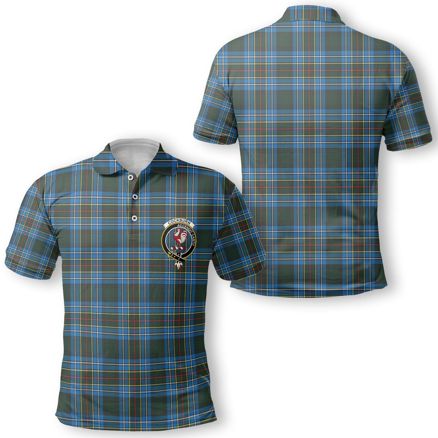 Clan Cockburn Tartan Golf Men Polo Shirt Crest And Plaid Basic Style