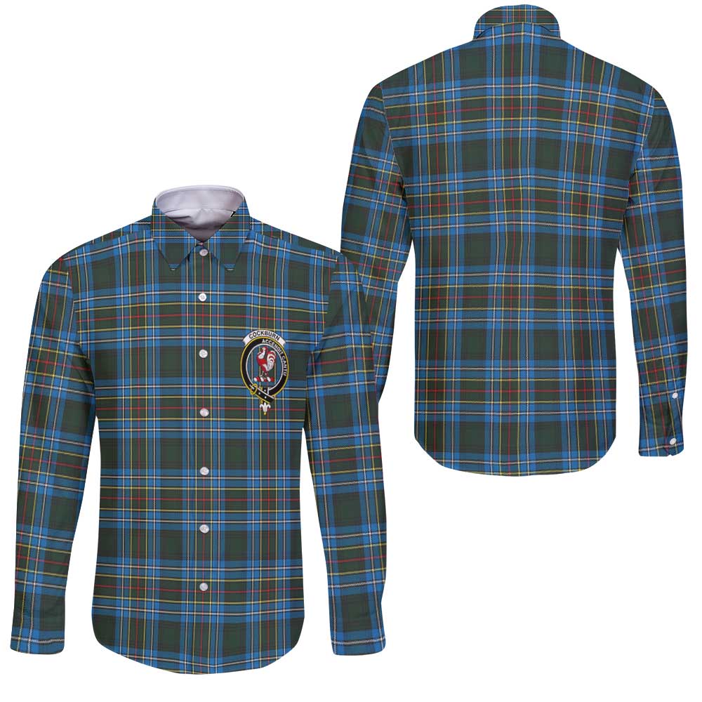 Clan Cockburn Tartan Long Sleeve Button Shirt Crest And Plaid Basic Style