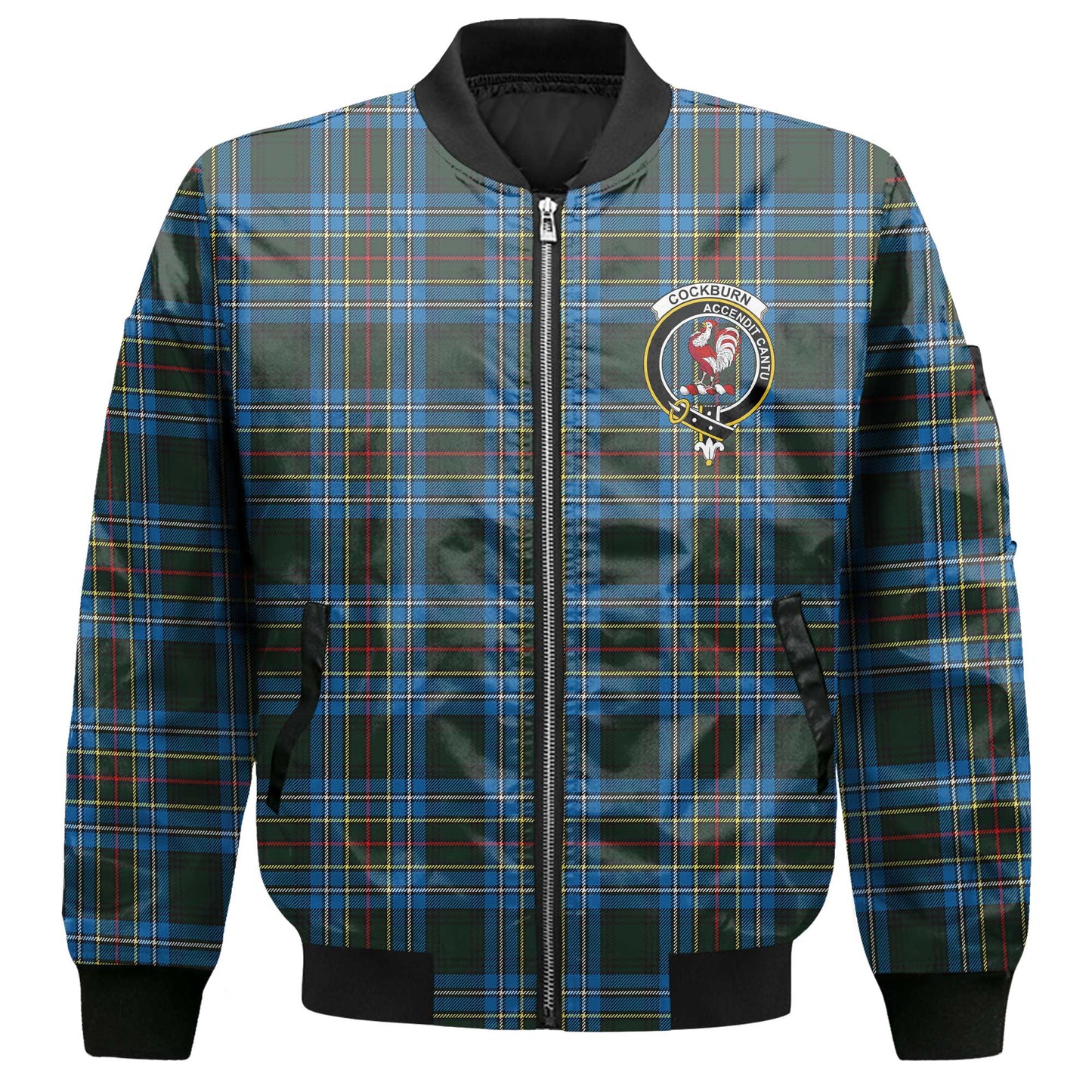 Clan Cockburn Tartan Men Bomber Jacket Crest And Plaid Basic Style