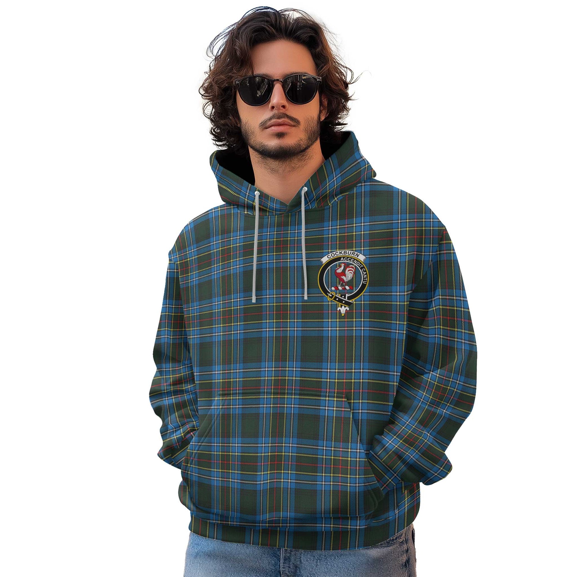 Clan Cockburn Tartan Men Hoodie Crest And Plaid Basic Style