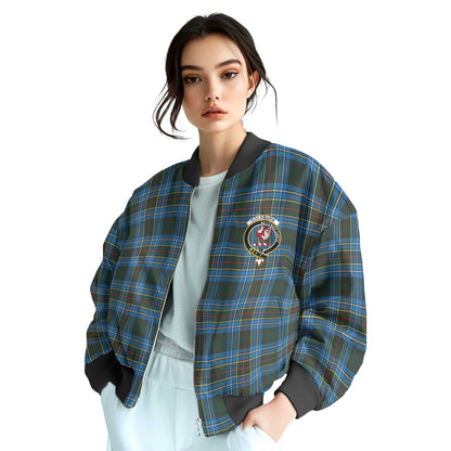 Clan Cockburn Tartan Women Bomber Jacket Crest And Plaid Basic Style