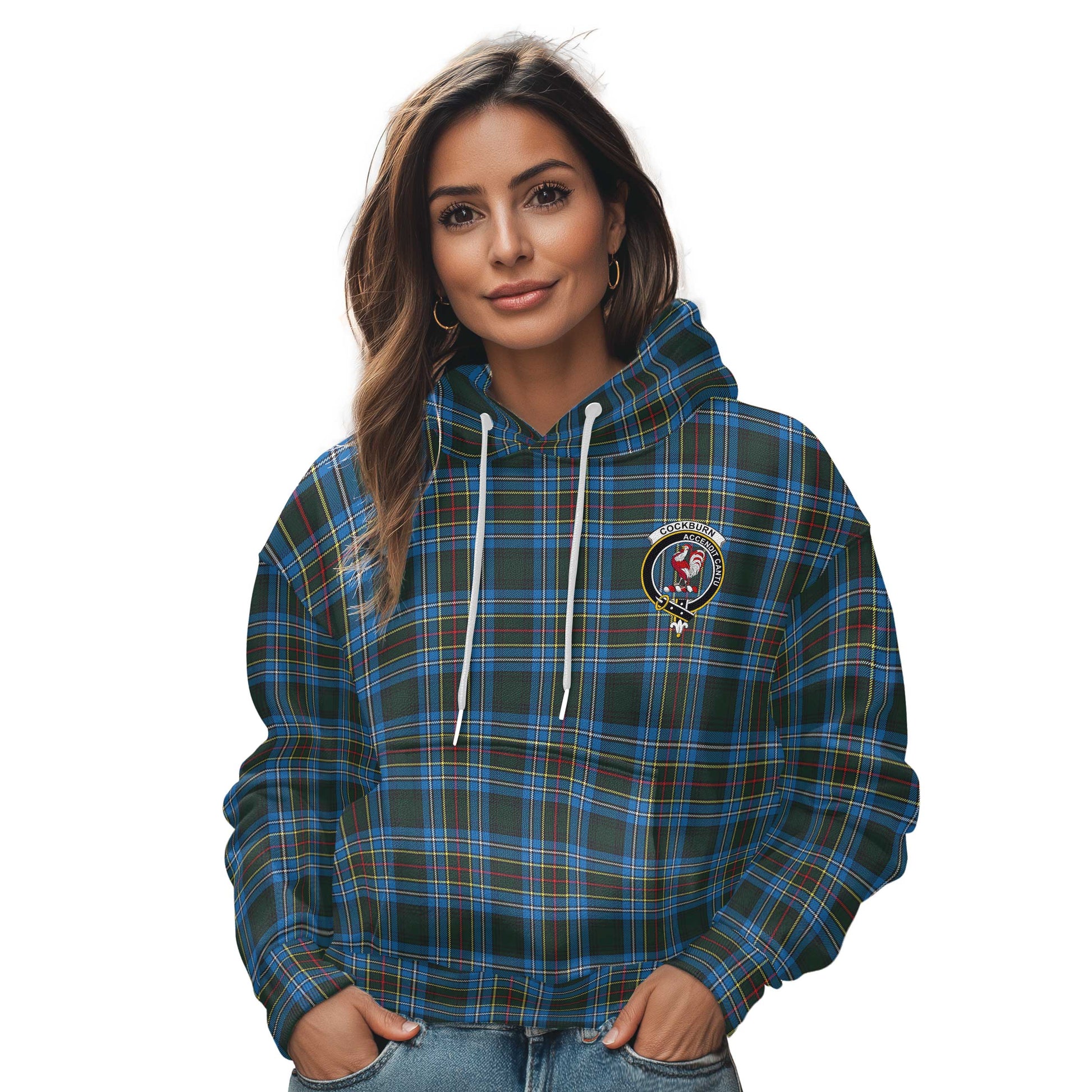 Clan Cockburn Tartan Women Hoodie Crest And Plaid Basic Style