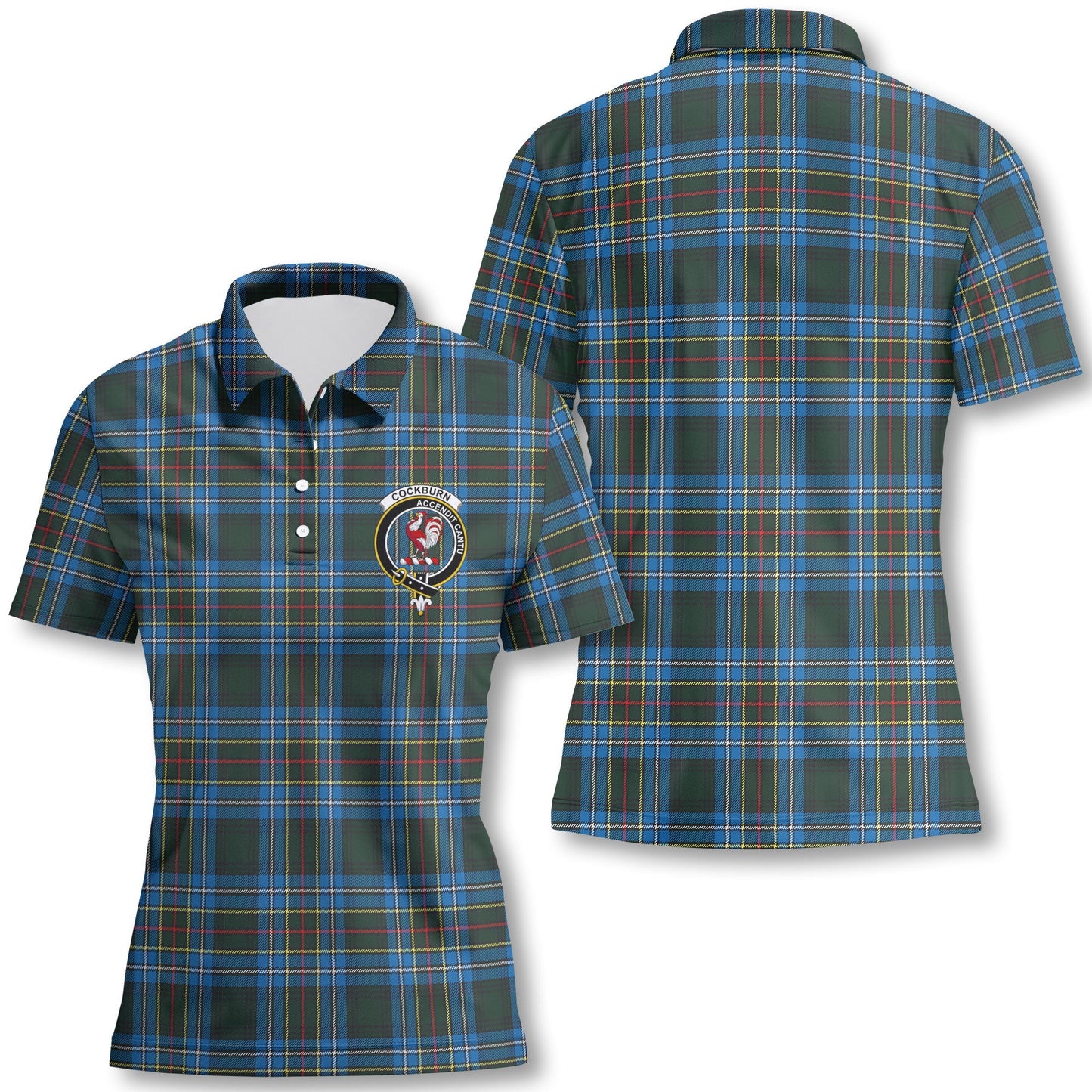 Clan Cockburn Tartan Women Polo Shirt Crest And Plaid Basic Style