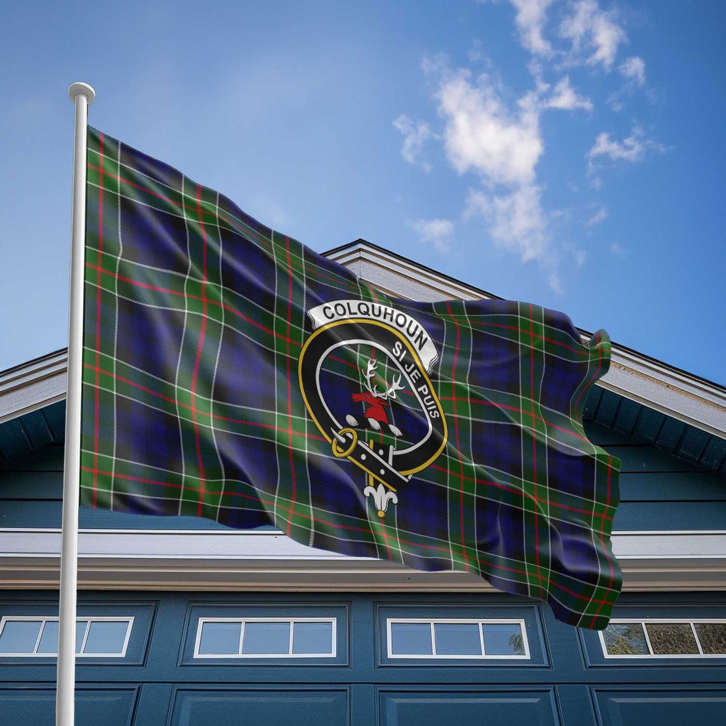 Clan Colquhoun Tartan Flag Crest And Plaid Basic Style