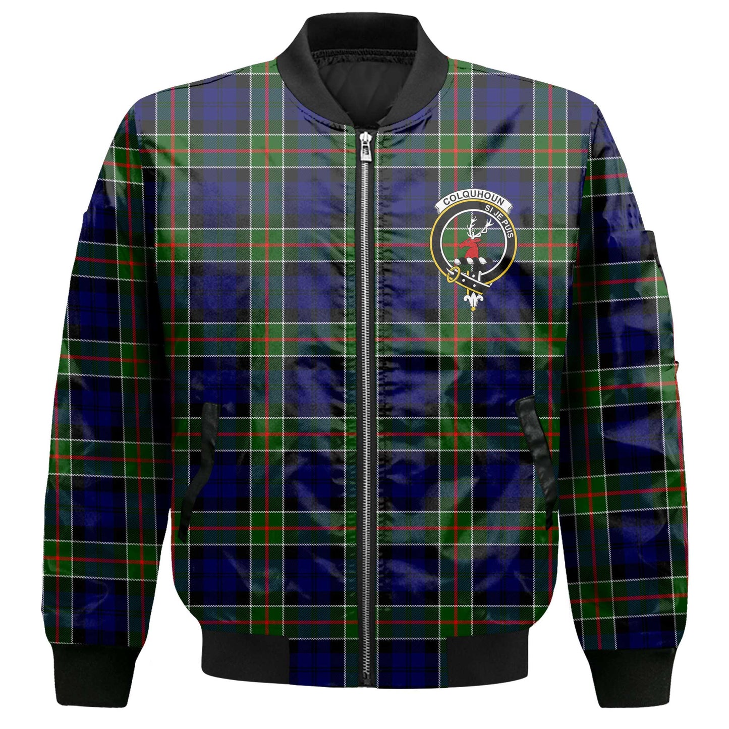 Clan Colquhoun Tartan Men Bomber Jacket Crest And Plaid Basic Style