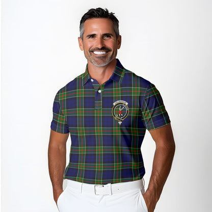 Clan Colquhoun Tartan Men Polo Shirt Crest And Plaid Basic Style