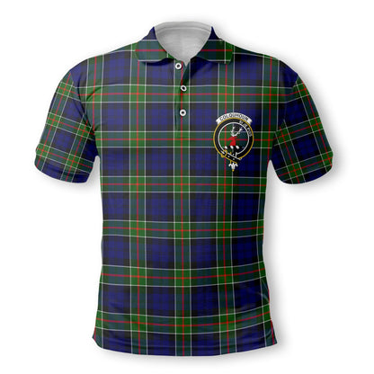 Clan Colquhoun Tartan Men Polo Shirt Crest And Plaid Basic Style