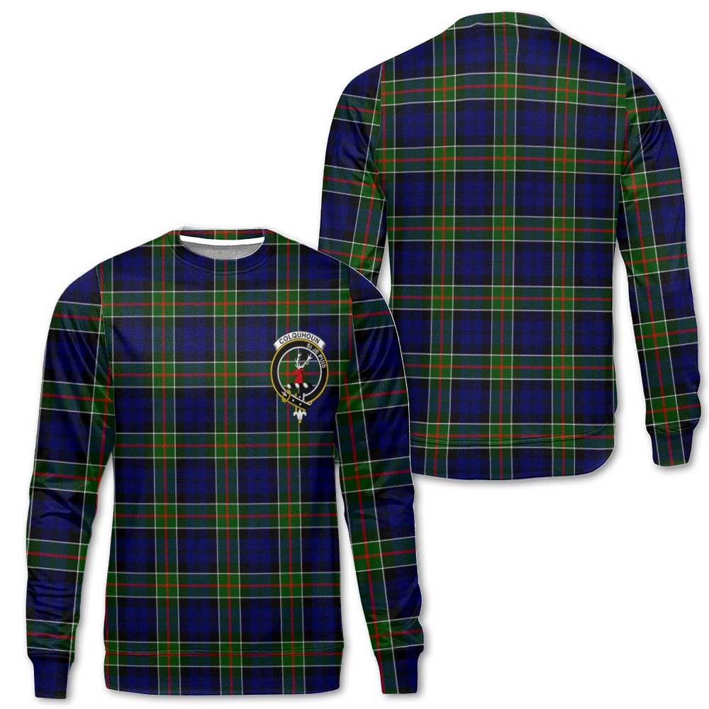 Clan Colquhoun Tartan Men Sweatshirt Crest And Plaid Basic Style