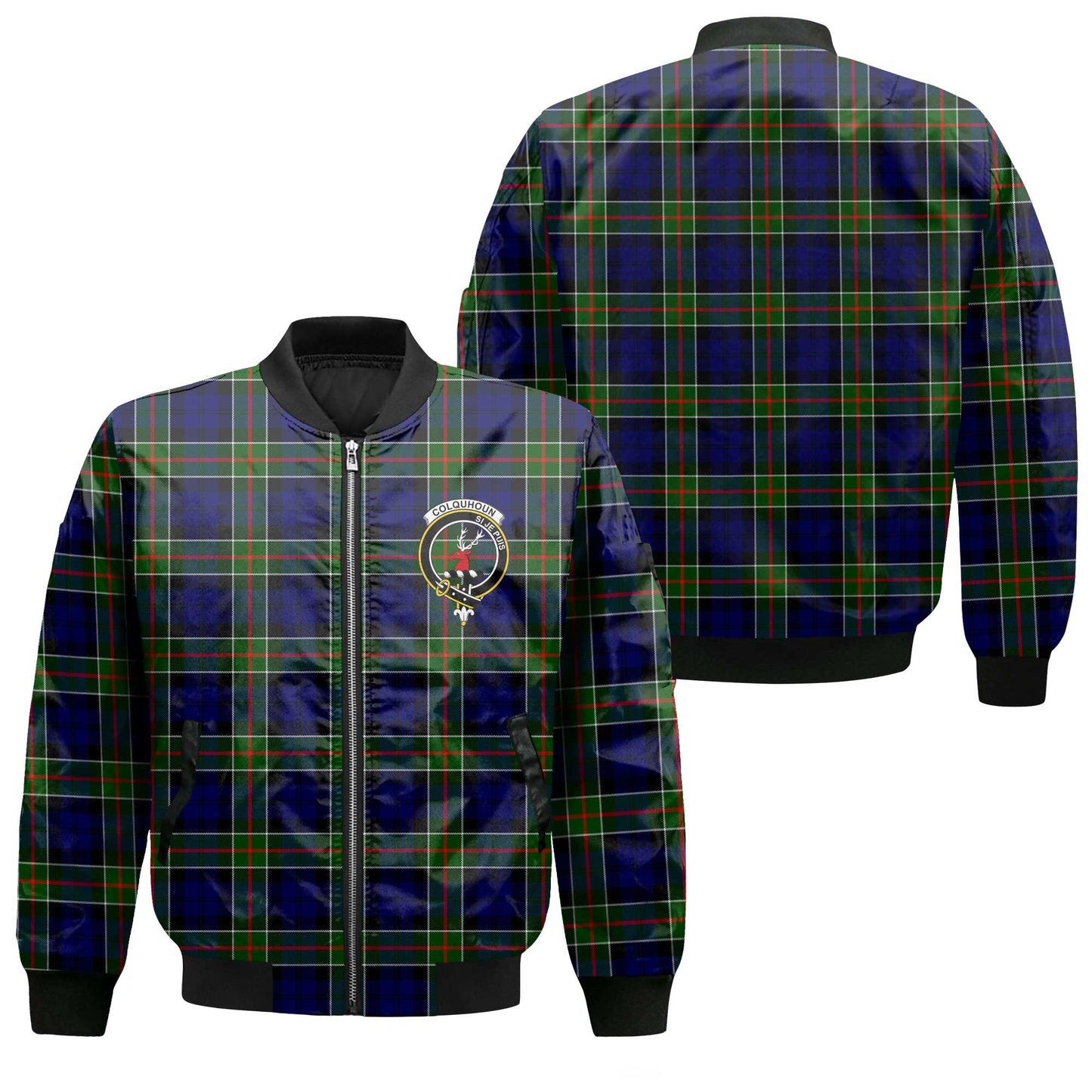 Clan Colquhoun Tartan Women Bomber Jacket Crest And Plaid Basic Style