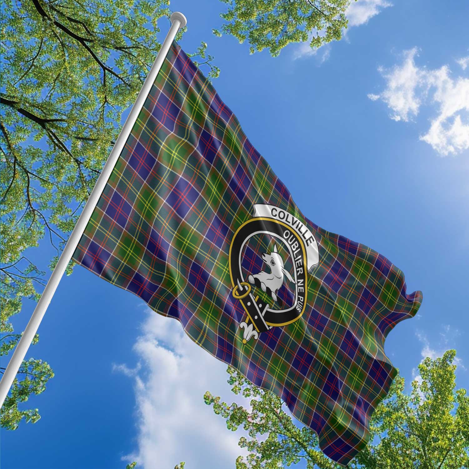 Clan Colville Tartan Flag 1 Crest And Plaid Basic Style Tartan House Flag Crest And Plaid Basic Style