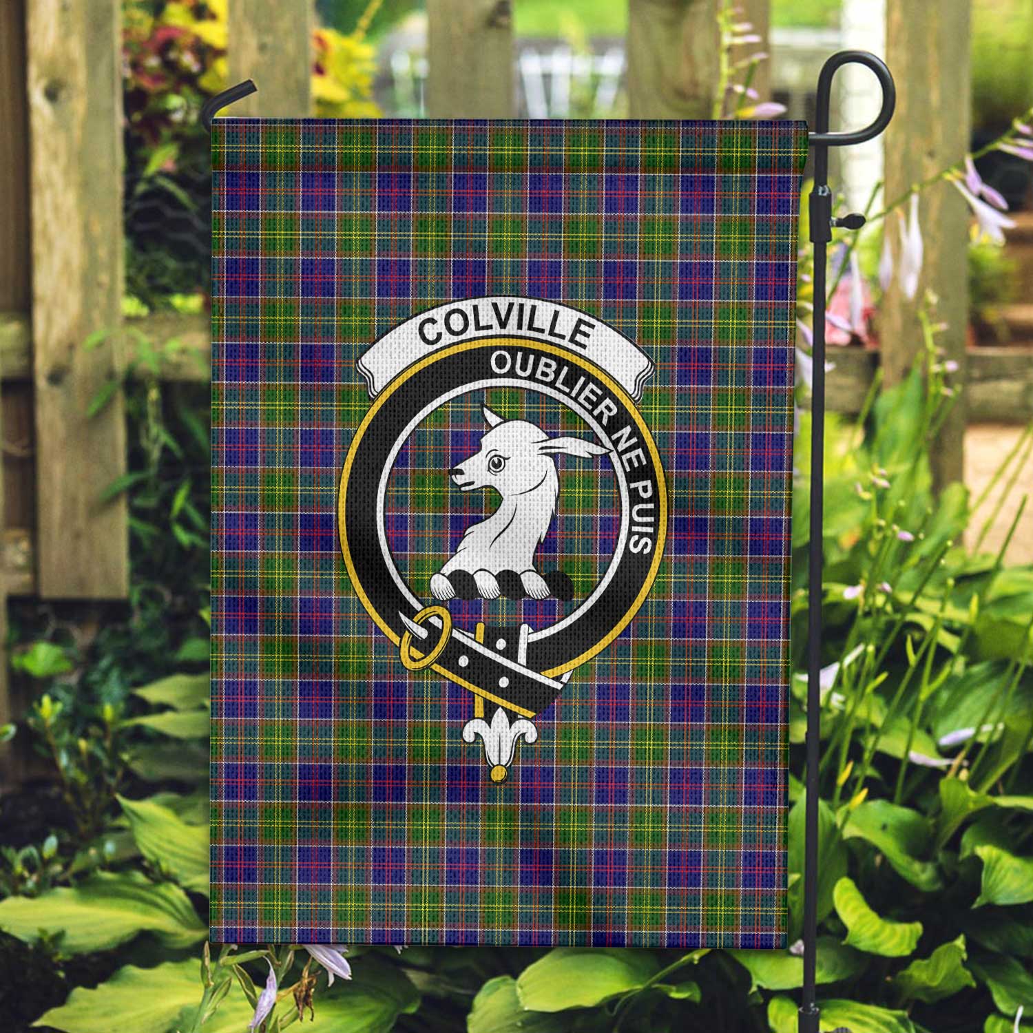 Clan Colville Tartan Garden Flag Crest And Plaid Basic Style