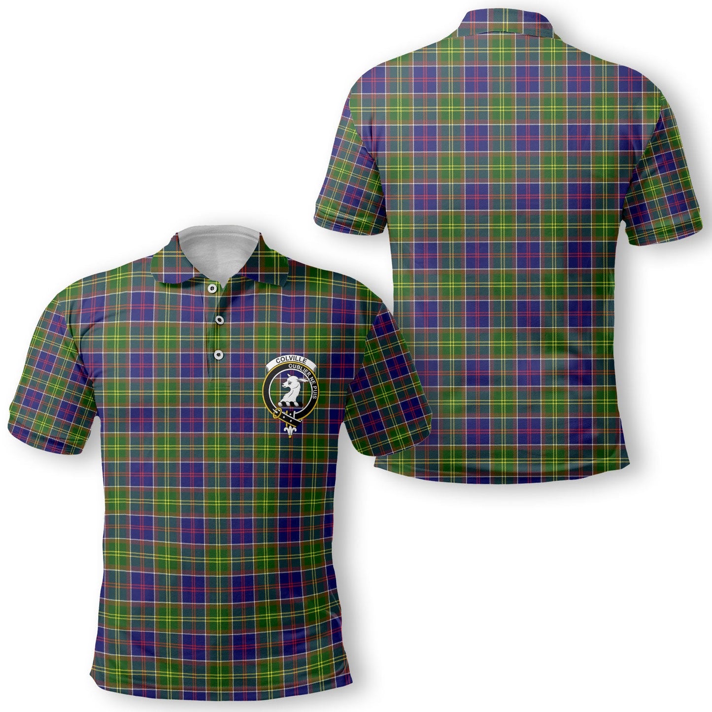 Clan Colville Tartan Golf Men Polo Shirt Crest And Plaid Basic Style