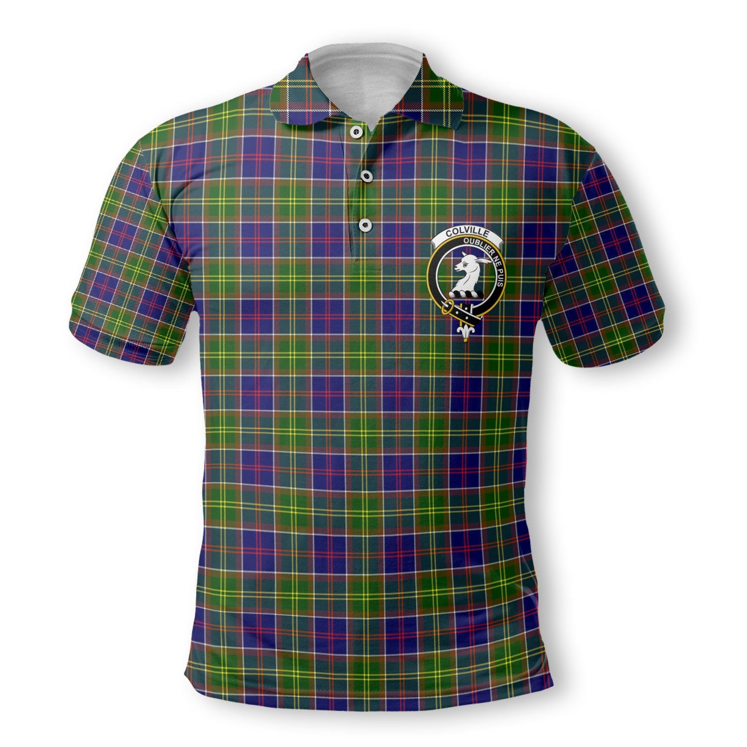 Clan Colville Tartan Golf Men Polo Shirt Crest And Plaid Basic Style