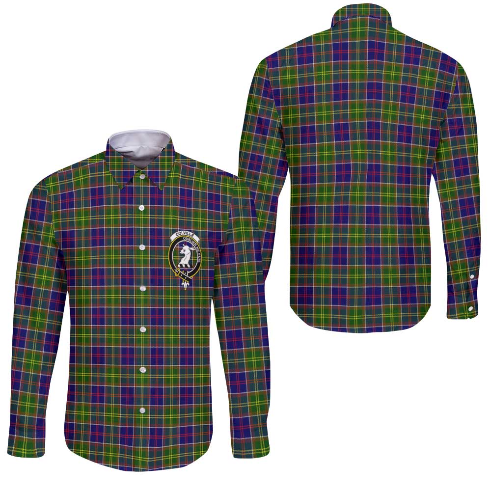 Clan Colville Tartan Long Sleeve Button Shirt Crest And Plaid Basic Style