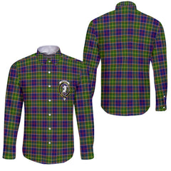 Clan Colville Tartan Long Sleeve Button Shirt Crest And Plaid Basic Style