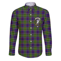 Clan Colville Tartan Long Sleeve Button Shirt Crest And Plaid Basic Style