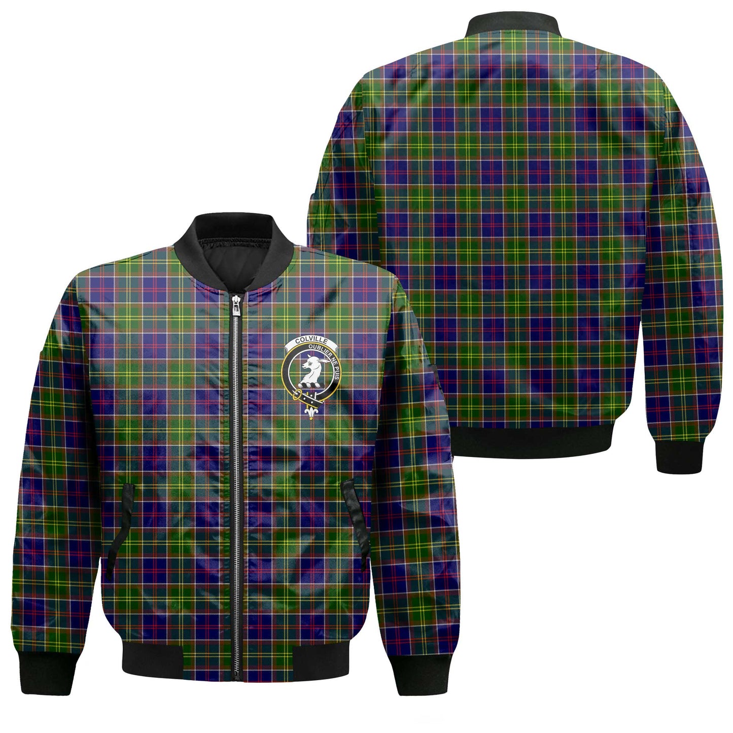 Clan Colville Tartan Men Bomber Jacket Crest And Plaid Basic Style