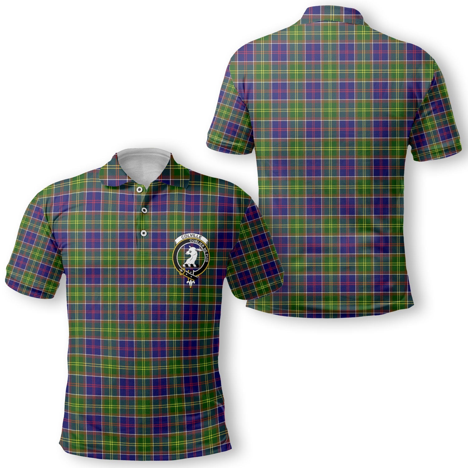 Clan Colville Tartan Men Polo Shirt Crest And Plaid Basic Style