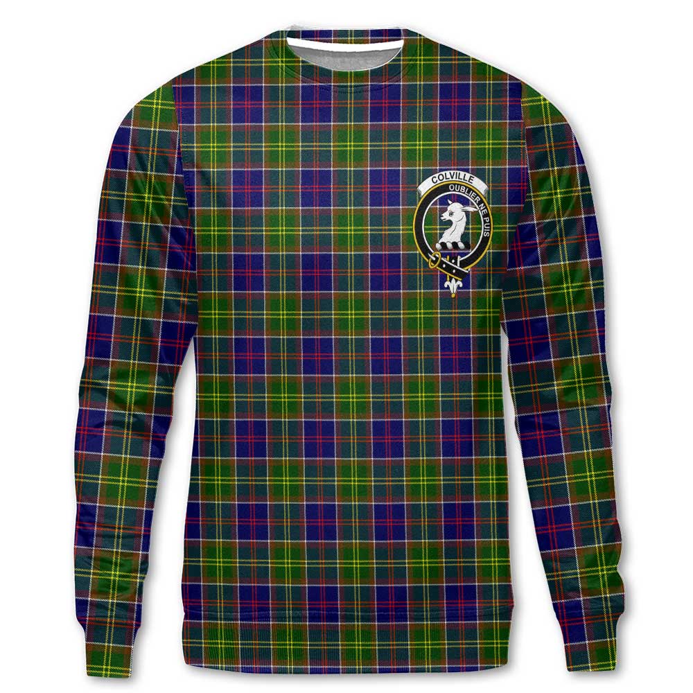 Clan Colville Tartan Men Sweatshirt Crest And Plaid Basic Style