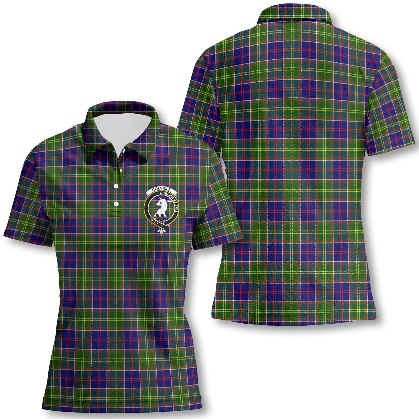 Clan Colville Tartan Women Polo Shirt Crest And Plaid Basic Style