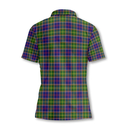 Clan Colville Tartan Women Polo Shirt Crest And Plaid Basic Style