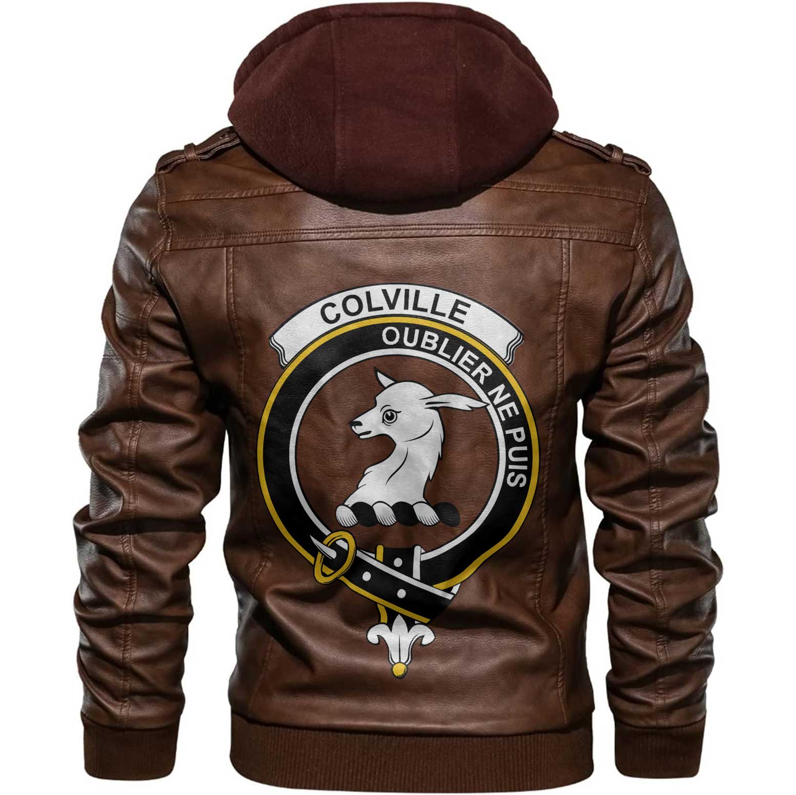 Clan Colville Tartan Zip Leather Jacket Crest And Plaid Basic Style